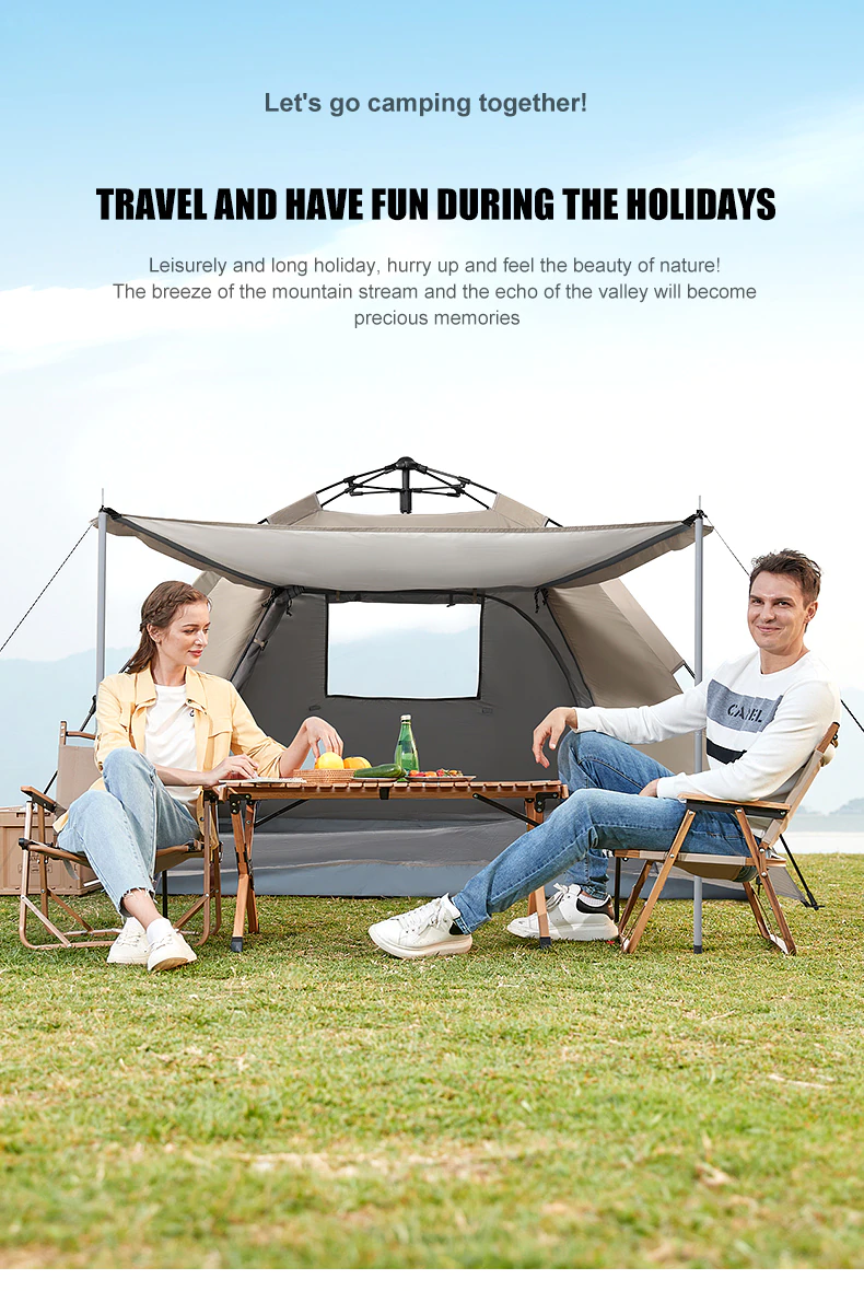 Cheap Goat Tents Golden Camel 2 3 Persons Camping Tents Outdoor Portable Folding Automatic Tent Travel Rainproof Camping Equipment Beach Canopy   